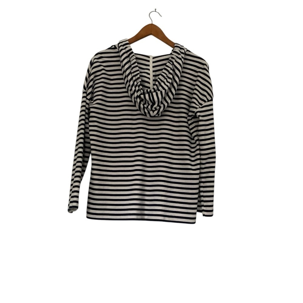 Lou & Grey Cotton Striped Hooded Pullover XS Coastal Preppy Nautical Oversized - Picture 3 of 11